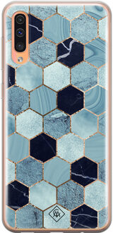 Casimoda Samsung Galaxy A50/A30s siliconen hoesje - Blue cubes Blauw