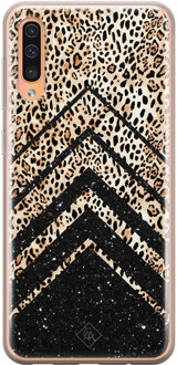 Casimoda Samsung Galaxy A50/A30s siliconen hoesje - Chevron luipaard Zwart, Bruin/beige
