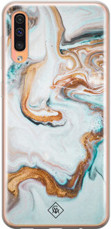 Casimoda Samsung Galaxy A50/A30s siliconen hoesje - Marmer blauw goud Blauw, Goudkleurig