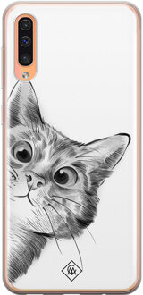 Casimoda Samsung Galaxy A50/A30s siliconen hoesje - Peekaboo Zwart, Wit