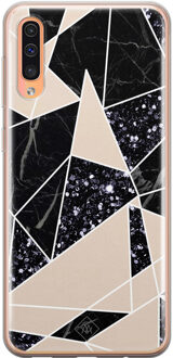Casimoda Samsung Galaxy A50/A30s siliconen telefoonhoesje - Abstract painted Zwart, Bruin/beige