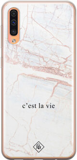 Casimoda Samsung Galaxy A50/A30s siliconen telefoonhoesje - C'est la vie Bruin/beige