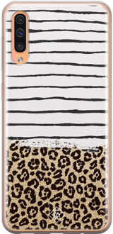 Casimoda Samsung Galaxy A50/A30s siliconen telefoonhoesje - Leopard lines Bruin/beige