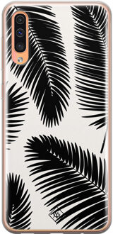 Casimoda Samsung Galaxy A50/A30s siliconen telefoonhoesje - Palm leaves silhouette Zwart