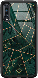 Casimoda Samsung Galaxy A50 glazen hardcase - Abstract groen
