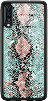 Casimoda Samsung Galaxy A50 glazen hardcase - Baby snake Mint