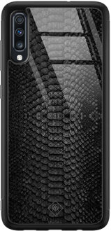 Casimoda Samsung Galaxy A50 glazen hardcase - Black snake Bruin/beige