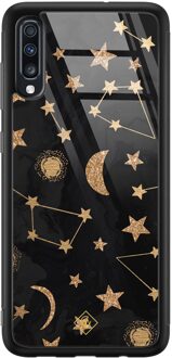 Casimoda Samsung Galaxy A50 glazen hardcase - Counting the stars Goudkleurig