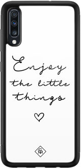 Casimoda Samsung Galaxy A50 glazen hardcase - Enjoy life Wit