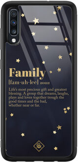 Casimoda Samsung Galaxy A50 glazen hardcase - Family is everything Zwart