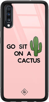 Casimoda Samsung Galaxy A50 glazen hardcase - Go sit on a cactus Roze