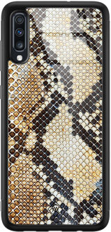 Casimoda Samsung Galaxy A50 glazen hardcase - Golden snake Goudkleurig