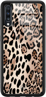 Casimoda Samsung Galaxy A50 glazen hardcase - Golden wildcat Goudkleurig