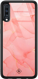 Casimoda Samsung Galaxy A50 glazen hardcase - Marmer roze