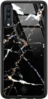 Casimoda Samsung Galaxy A50 glazen hardcase - Marmer zwart
