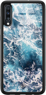 Casimoda Samsung Galaxy A50 glazen hardcase - Oceaan Blauw