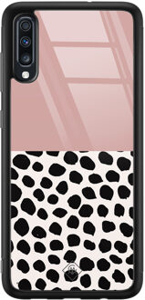 Casimoda Samsung Galaxy A50 glazen hardcase - Pink dots Roze