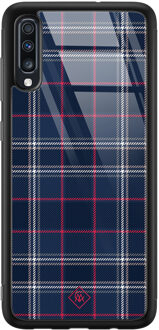 Casimoda Samsung Galaxy A50 glazen hardcase - Tartan blauw