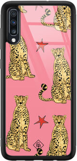 Casimoda Samsung Galaxy A50 glazen hardcase - The pink leopard Roze