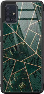 Casimoda Samsung Galaxy A51 glazen hardcase - Abstract groen