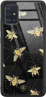 Casimoda Samsung Galaxy A51 glazen hardcase - Bee yourself Zwart