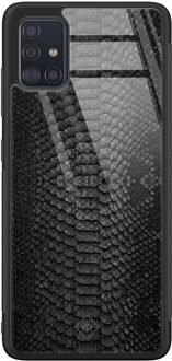Casimoda Samsung Galaxy A51 glazen hardcase - Black snake Bruin/beige