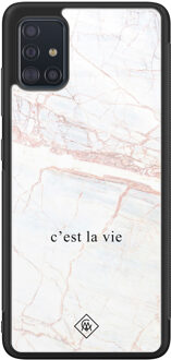 Casimoda Samsung Galaxy A51 glazen hardcase - C'est la vie Bruin/beige