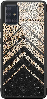 Casimoda Samsung Galaxy A51 glazen hardcase - Chevron luipaard Bruin/beige