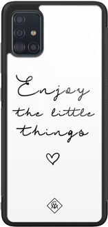 Casimoda Samsung Galaxy A51 glazen hardcase - Enjoy life Wit
