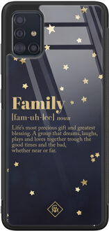 Casimoda Samsung Galaxy A51 glazen hardcase - Family is everything Zwart