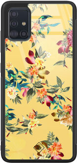 Casimoda Samsung Galaxy A51 glazen hardcase - Florals for days Geel