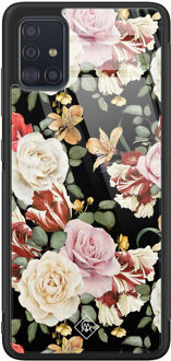 Casimoda Samsung Galaxy A51 glazen hardcase - Flowerpower Multi