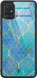 Casimoda Samsung Galaxy A51 glazen hardcase - Geometrisch blauw