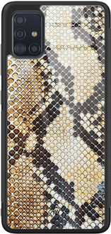 Casimoda Samsung Galaxy A51 glazen hardcase - Golden snake Goudkleurig