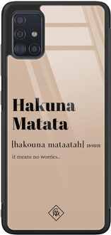 Casimoda Samsung Galaxy A51 glazen hardcase - Hakuna Matata Bruin/beige