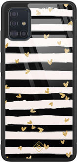 Casimoda Samsung Galaxy A51 glazen hardcase - Hart streepjes Zwart