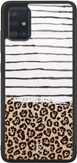 Casimoda Samsung Galaxy A51 glazen hardcase - Leopard lines Bruin/beige