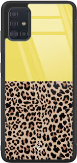 Casimoda Samsung Galaxy A51 glazen hardcase - Luipaard geel