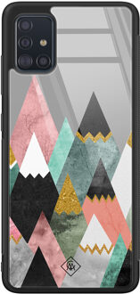 Casimoda Samsung Galaxy A51 glazen hardcase - Marble mountains Roze