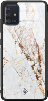 Casimoda Samsung Galaxy A51 glazen hardcase - Marmer goud Goudkleurig
