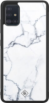 Casimoda Samsung Galaxy A51 glazen hardcase - Marmer grijs Grijs/zilverkleurig