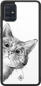 Casimoda Samsung Galaxy A51 glazen hardcase - Peekaboo Wit