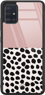 Casimoda Samsung Galaxy A51 glazen hardcase - Pink dots Roze