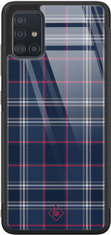 Casimoda Samsung Galaxy A51 glazen hardcase - Tartan blauw