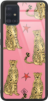 Casimoda Samsung Galaxy A51 glazen hardcase - The pink leopard Roze