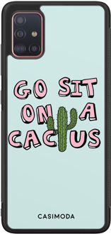 Casimoda Samsung Galaxy A51 hoesje - Go sit on a cactus Blauw