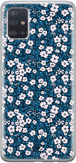 Casimoda Samsung Galaxy A51 siliconen hoesje - Bloemen blauw