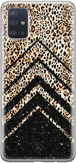 Casimoda Samsung Galaxy A51 siliconen hoesje - Chevron luipaard Zwart, Bruin/beige