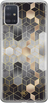 Casimoda Samsung Galaxy A51 siliconen hoesje - Grey cubes Grijs/zilverkleurig