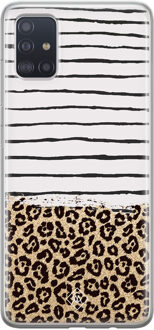 Casimoda Samsung Galaxy A51 siliconen hoesje - Leopard lines Bruin/beige